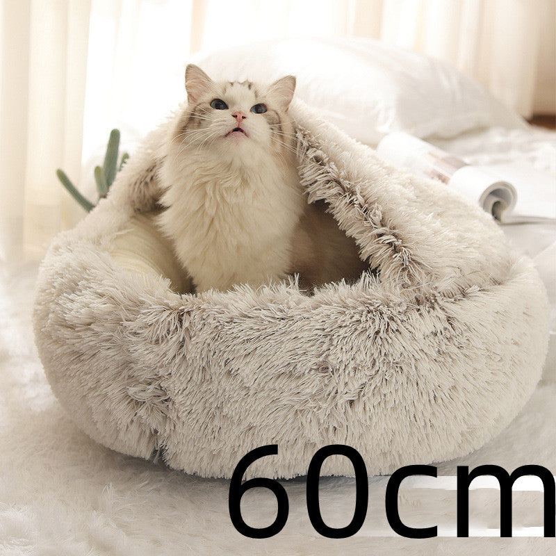 2 In 1 Dog And Cat Bed Pet Winter Bed Round Plush Warm Bed House Soft Long Plush Pets Bed Pet Products by Ricaloux