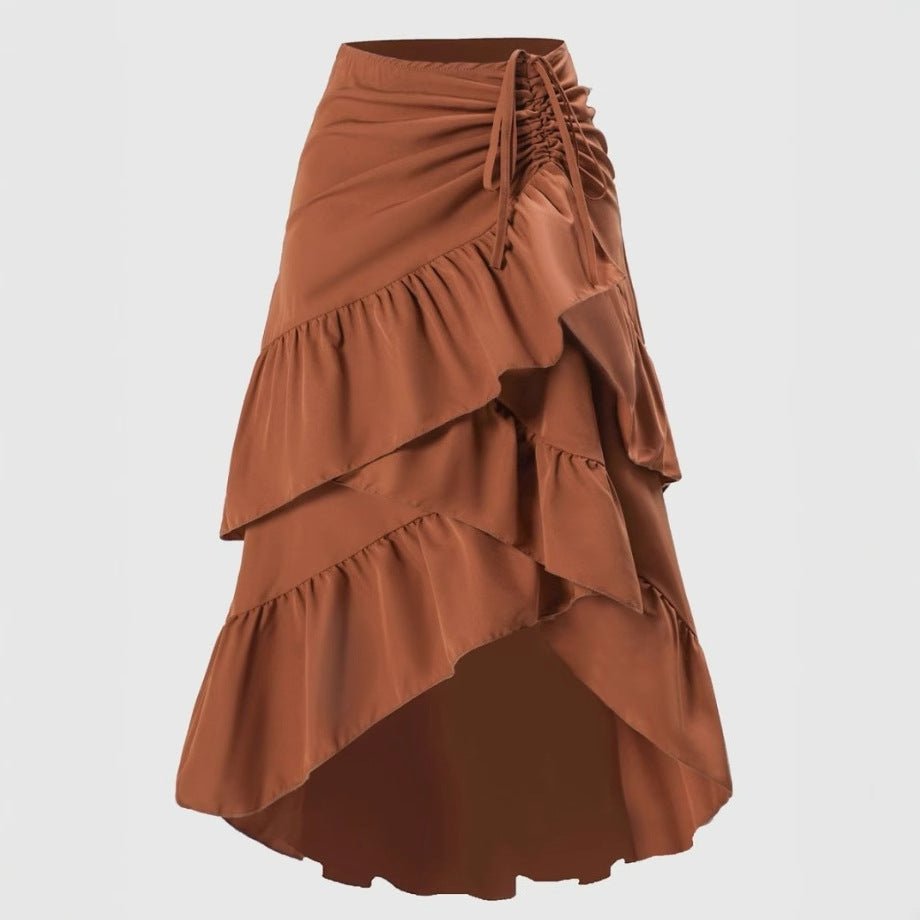 Sweet High-waisted Slimming Ruffled Hem Skirt For Women - RICALOUX