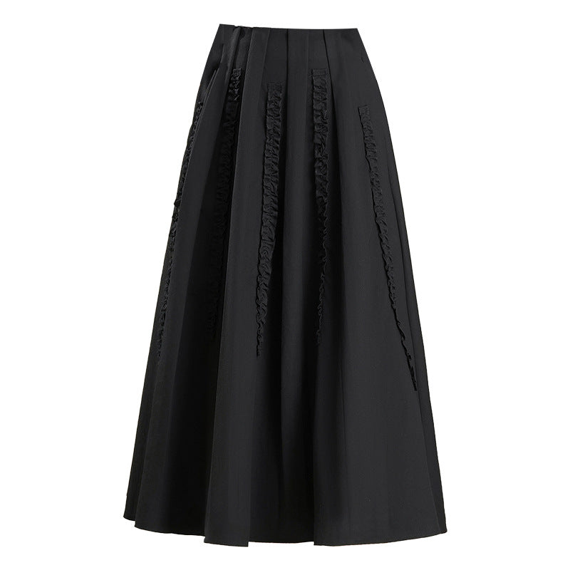 New Commuter Skirt Figure-flattering Black Fashion Pleated Maxi A-line Dress – Premium 0 | RICALOUX