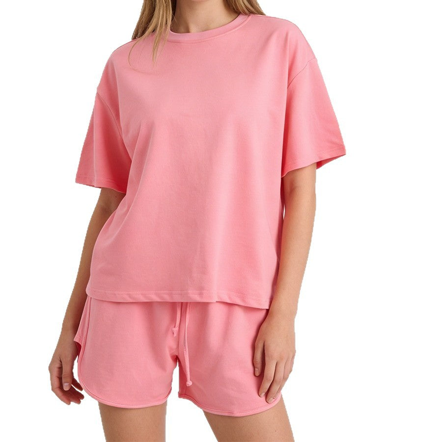 Womens Loose-Fit Pullover Short-Sleeve T-Shirt Sports Shorts Set by Ricaloux