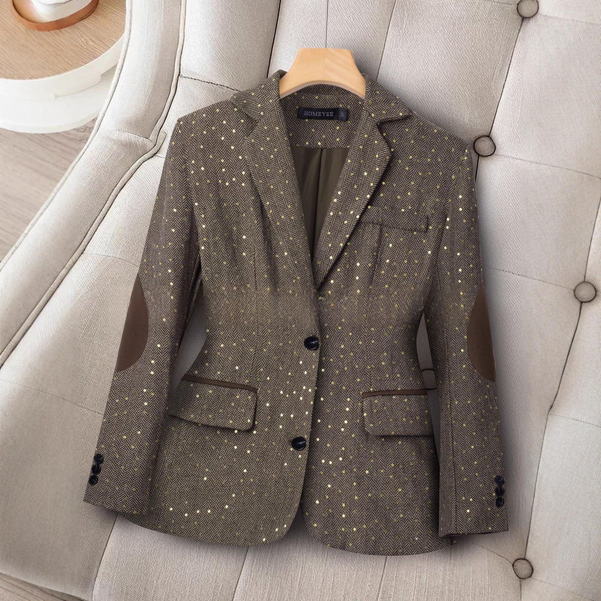 Womens Long-Sleeve Color-Block Suit With Spring And Autumn Geometric Patterns by Ricaloux