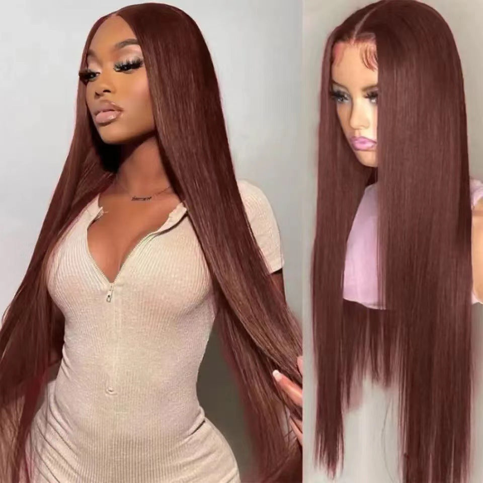 Front Lace Mid-length Straight Hair Women's High Temperature Synthetic Fiber Wigs – Premium 0 | RICALOUX