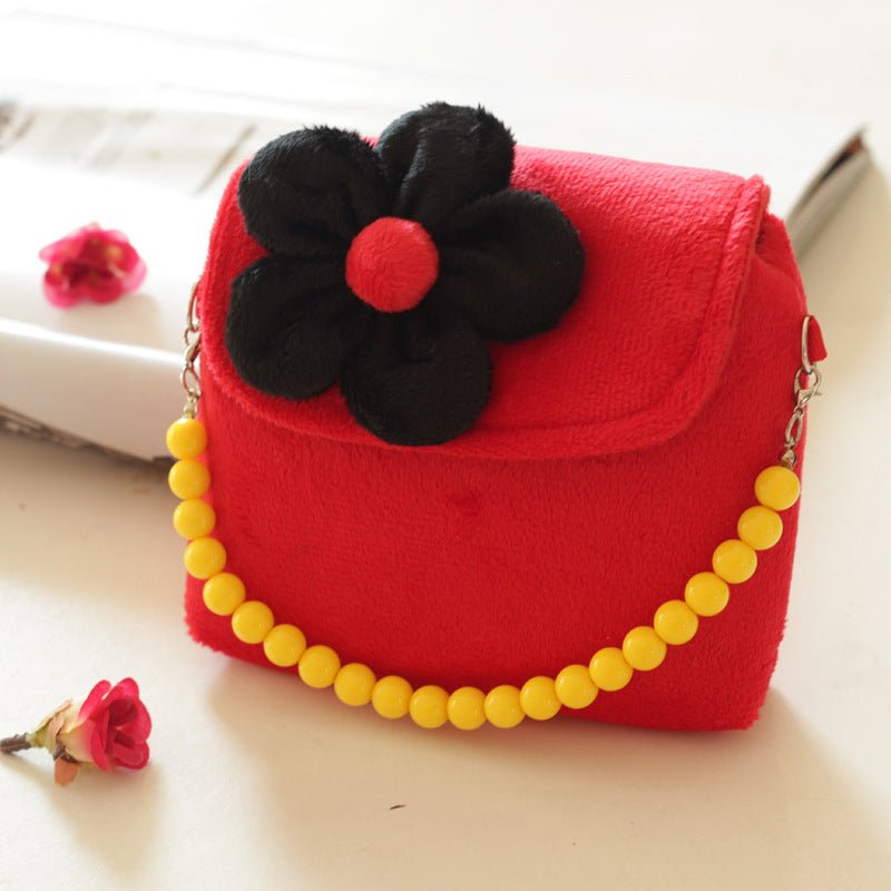 Girls Bead Chain Hand Bag Cute Flower Princess Bag - RICALOUX