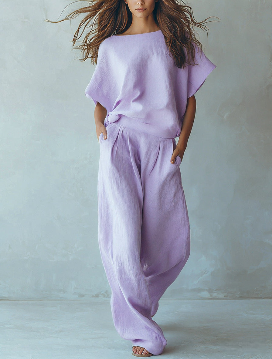 Loose-fit Figure-flattering Linen Two-piece Set by Ricaloux