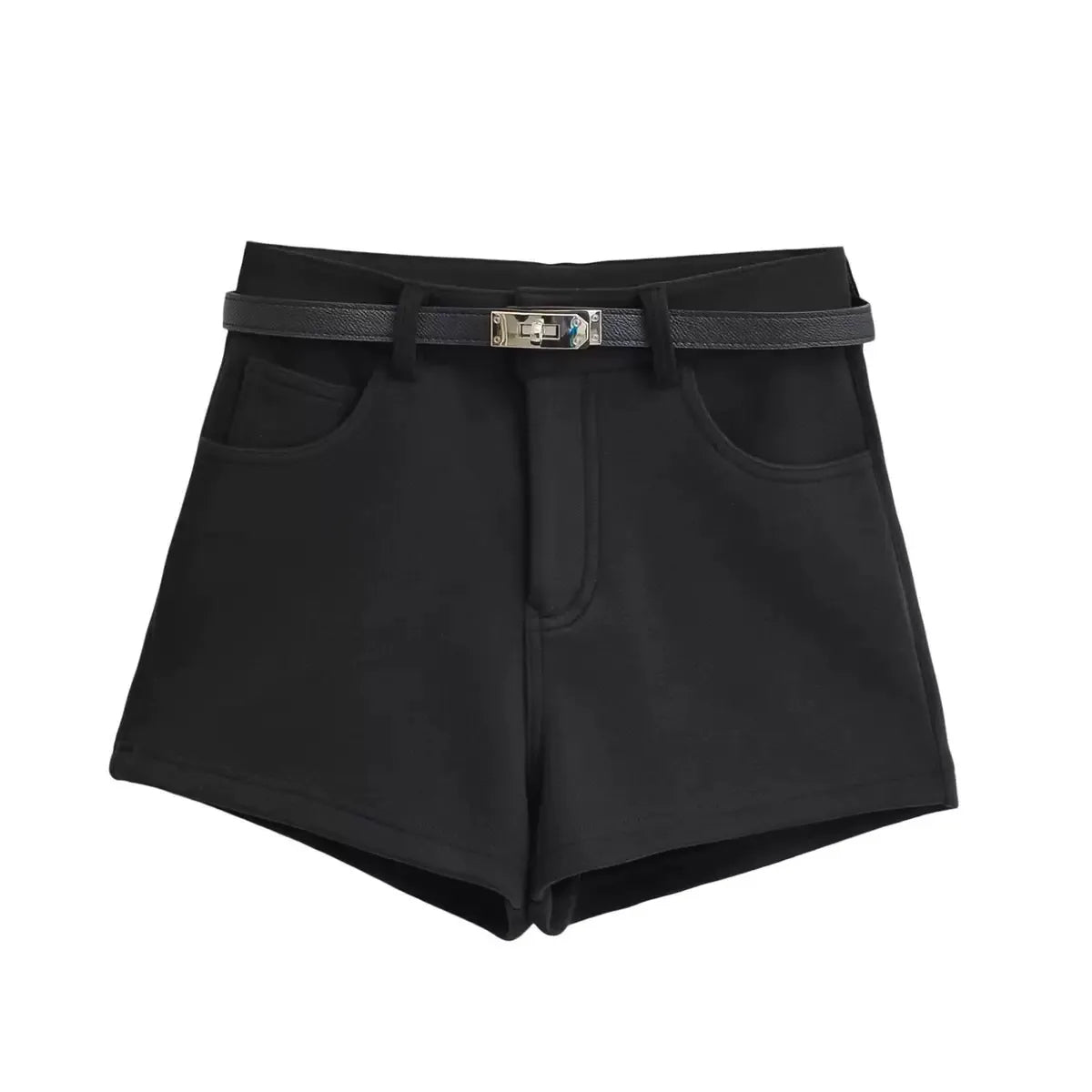 Sexy Velvet-Trimmed High-Waisted Chic Casual Outerwear Hot Pants by Ricaloux
