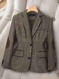 Womens Long-Sleeve Color-Block Suit With Spring And Autumn Geometric Patterns by Ricaloux