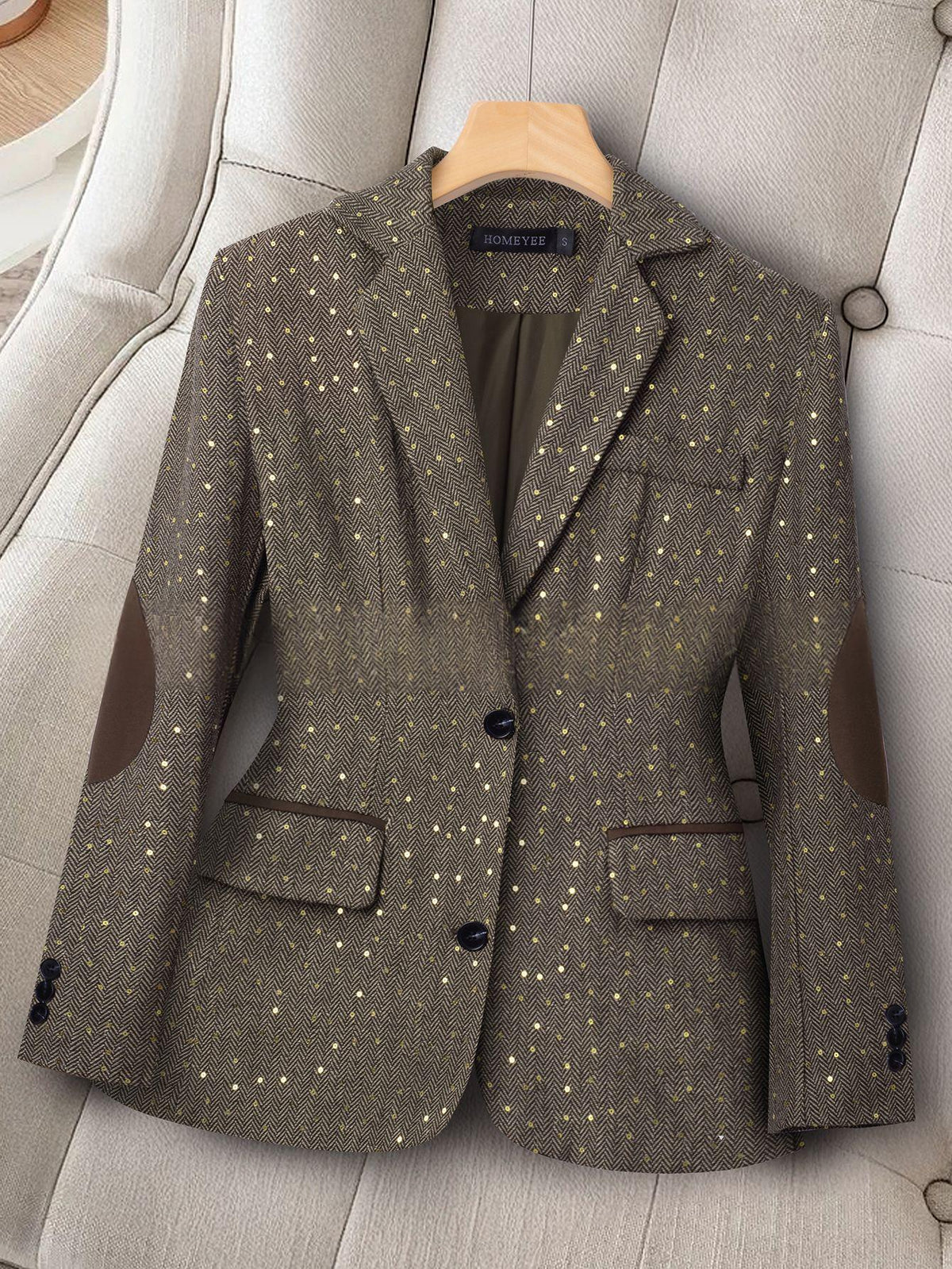 Womens Long-Sleeve Color-Block Suit With Spring And Autumn Geometric Patterns by Ricaloux
