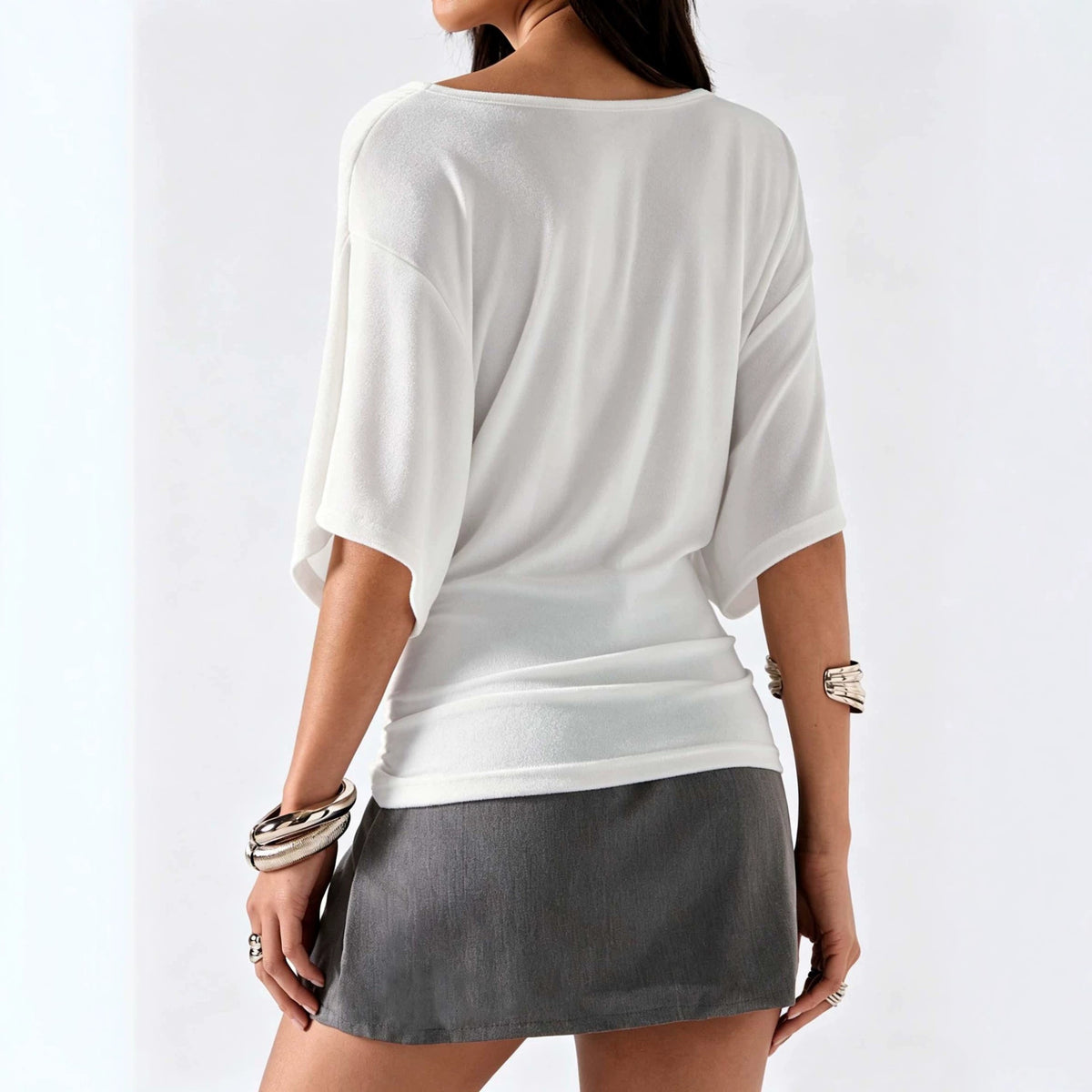 Womens French-style Cross V-Neck Batwing-Sleeve Top – Premium 0 | RICALOUX