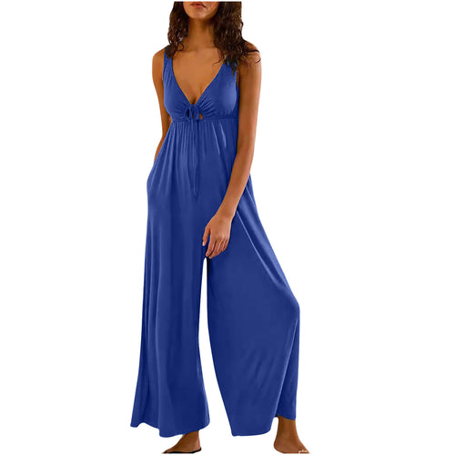 Elegant And Fashionable Wide-leg Pants With A Sexy Open-back V-neck – Premium 0 | RICALOUX