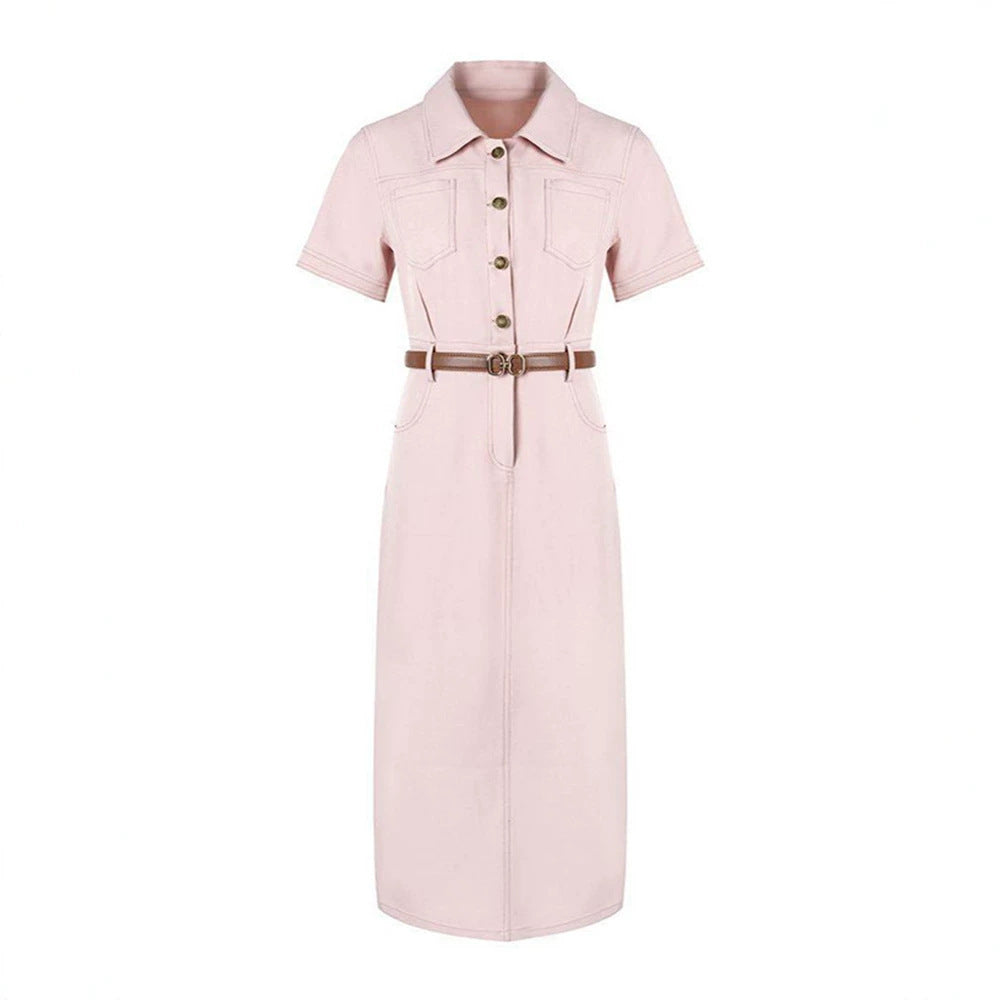 Womens Single-breasted Mid-length Casual Dress by Ricaloux