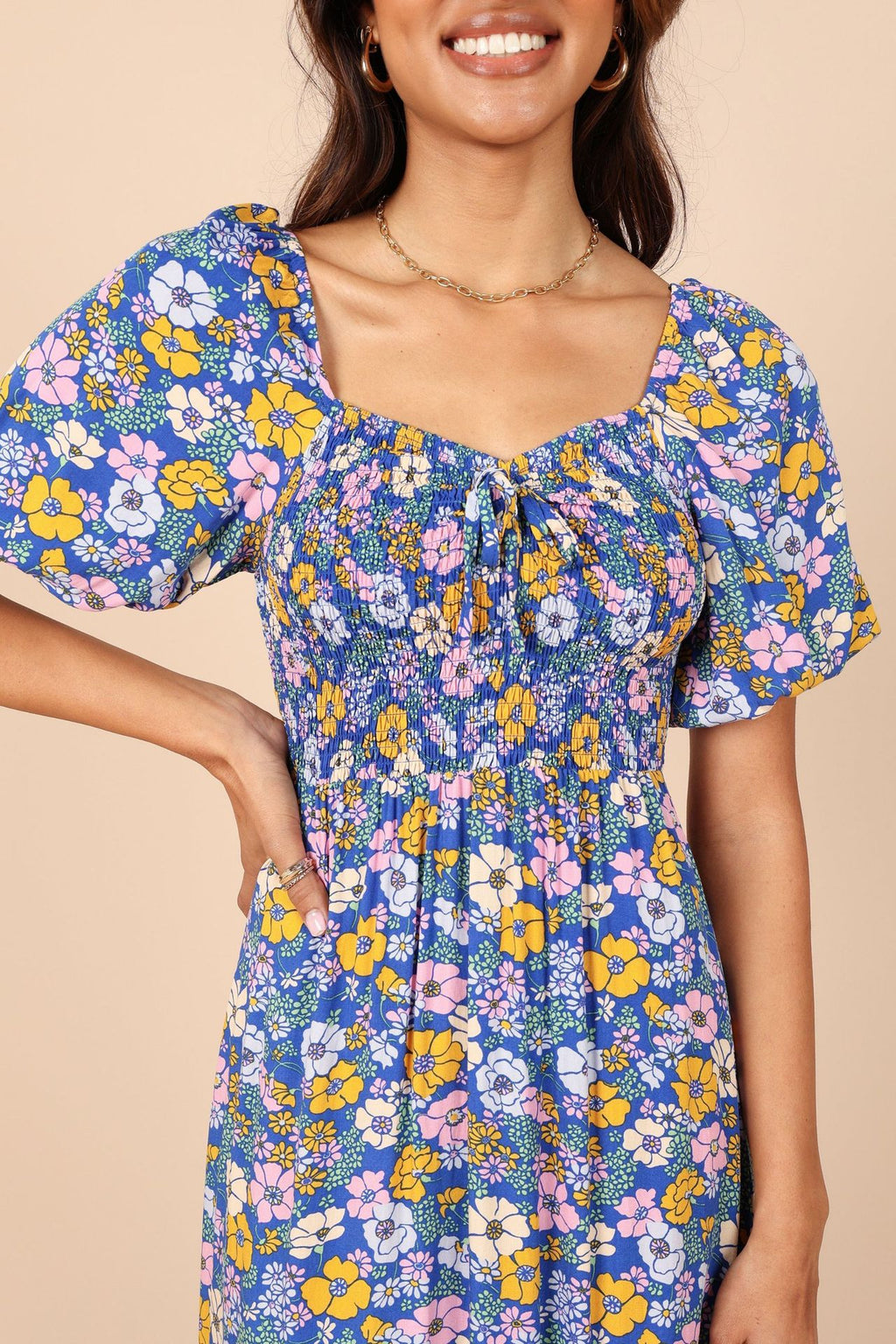 Short-sleeve A-line Dress Rayon Pastoral Resort Style One-piece by Ricaloux