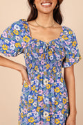 Short-sleeve A-line Dress Rayon Pastoral Resort Style One-piece by Ricaloux