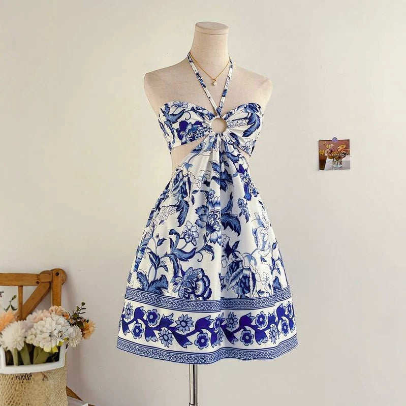 Bohemian Seaside Vacation Halter-neck Tube Dress by Ricaloux