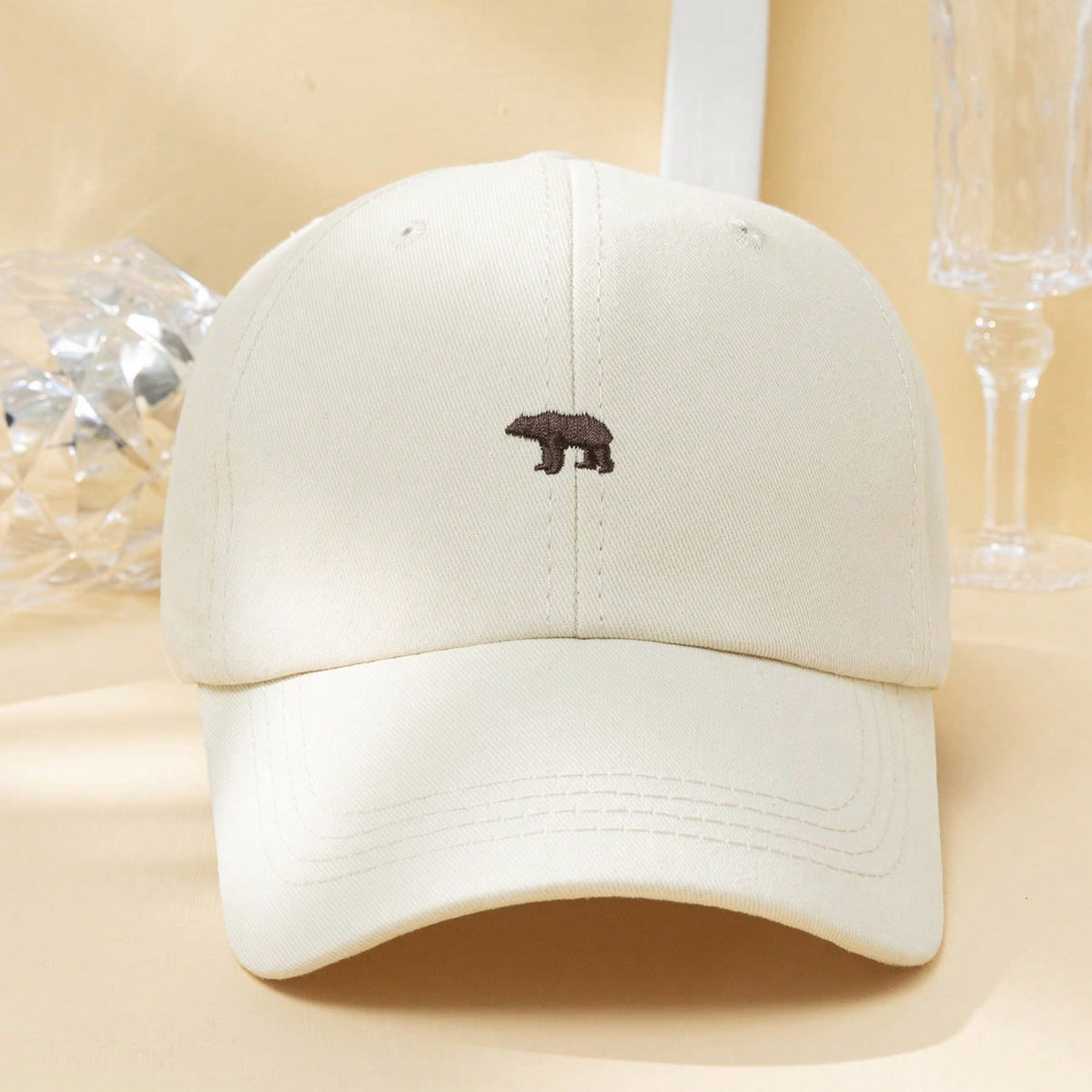 Men's And Women's Matching Light-Gray Embroidered Simple Bear Style Casual Sporty Soft Top Adjustable Baseball Cap Suitable For Daily Commuting And Outdoor Travel – Premium 4 | RICALOUX