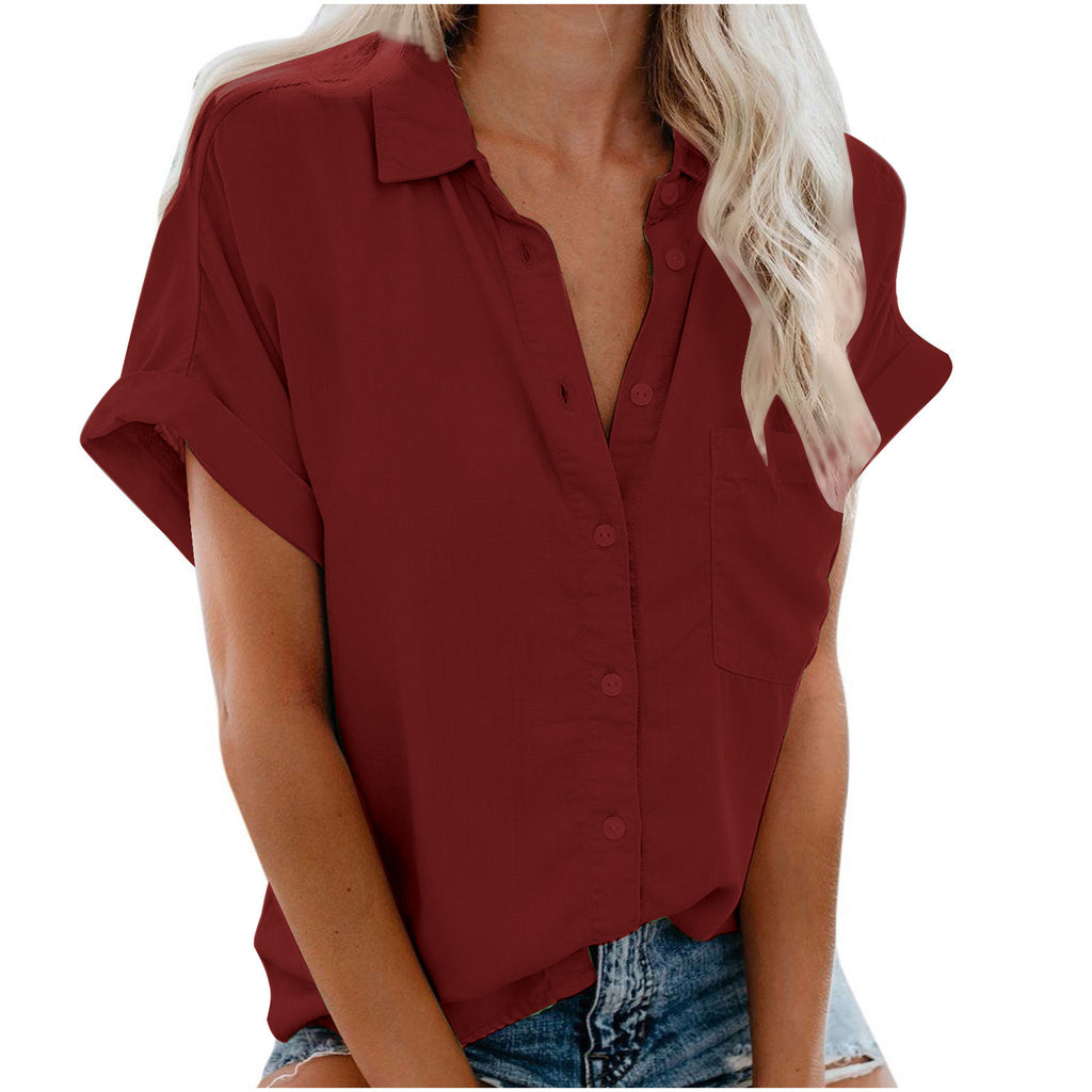 Ladies Lapel Button Shirt Summer by Ricaloux