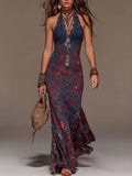 Vintage Halter-neck Floor-length Dress by Ricaloux