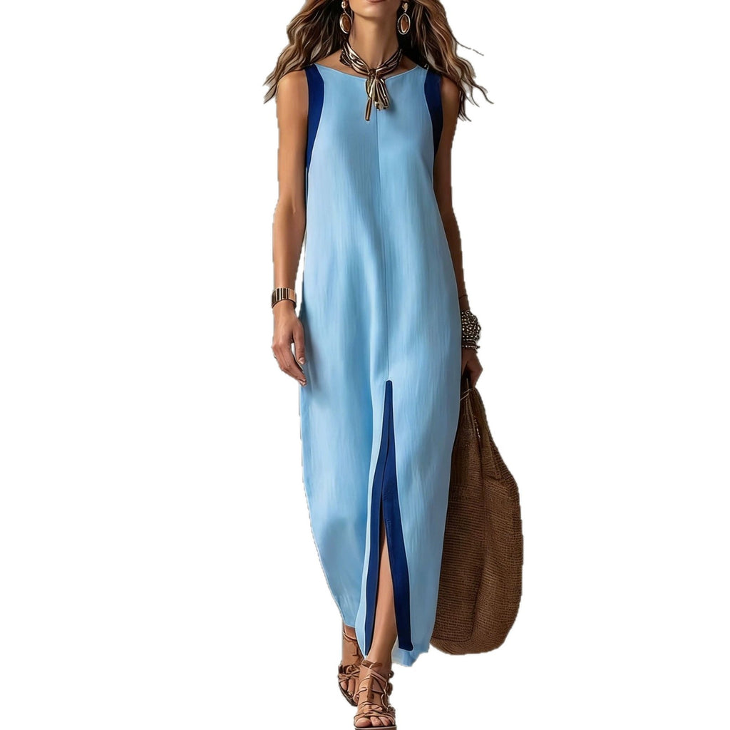 Summer New Womens Casual Chic Sleeveless Color-Block Split Dress – Premium 0 | RICALOUX