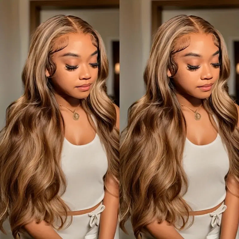 Front Lace Wig Medium Large Wave Long Curly Hair Full-head Wig Style by Ricaloux