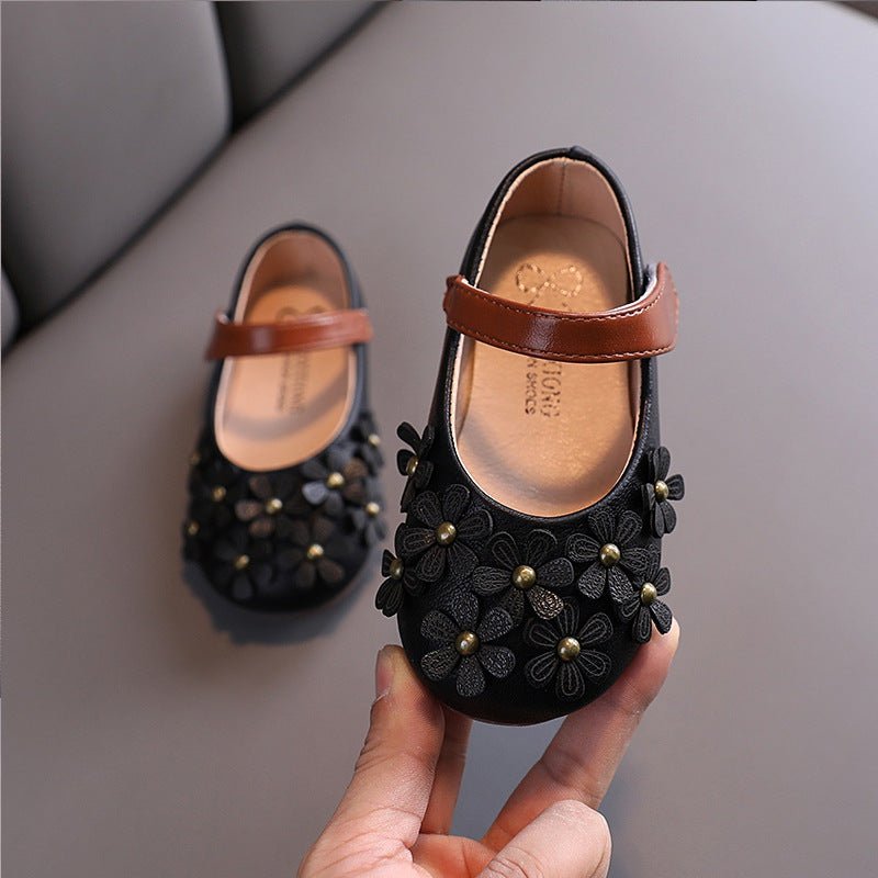 Girls' Small Leather Shoes, Female Babies, Flower Single Shoes, Soft Soles, Little Girls - RICALOUX