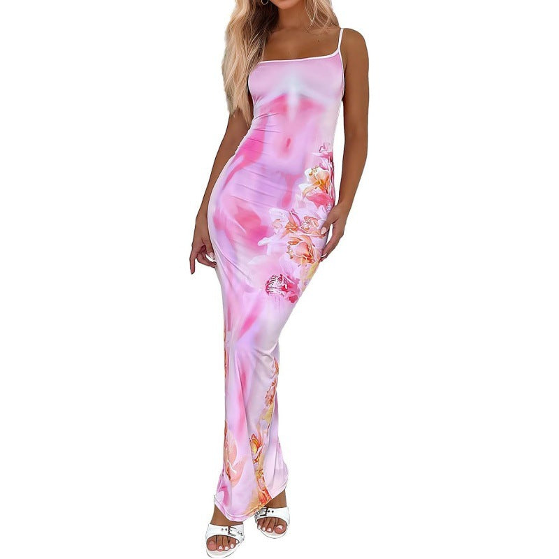 Bodycon Printed Strap Dress European And American Style by Ricaloux