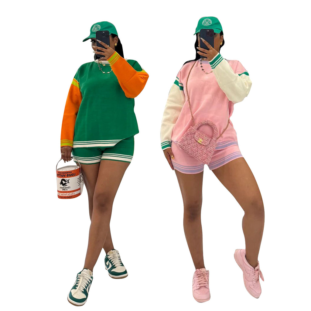 New Womens Sporty Stylish And Casual Color-block Set by Ricaloux