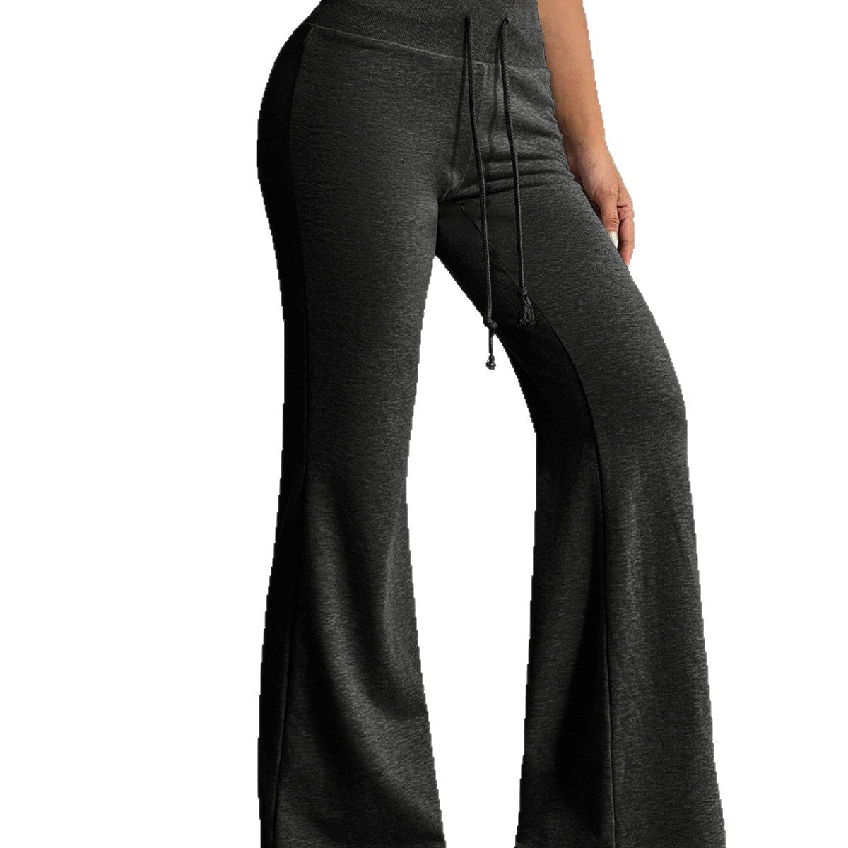 Fashionable Drawstring High-waist Casual Flared Trousers by Ricaloux