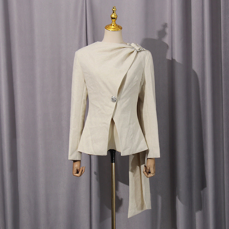 Scarf-collar Blazer Chic Suit Set For Petite Women by Ricaloux