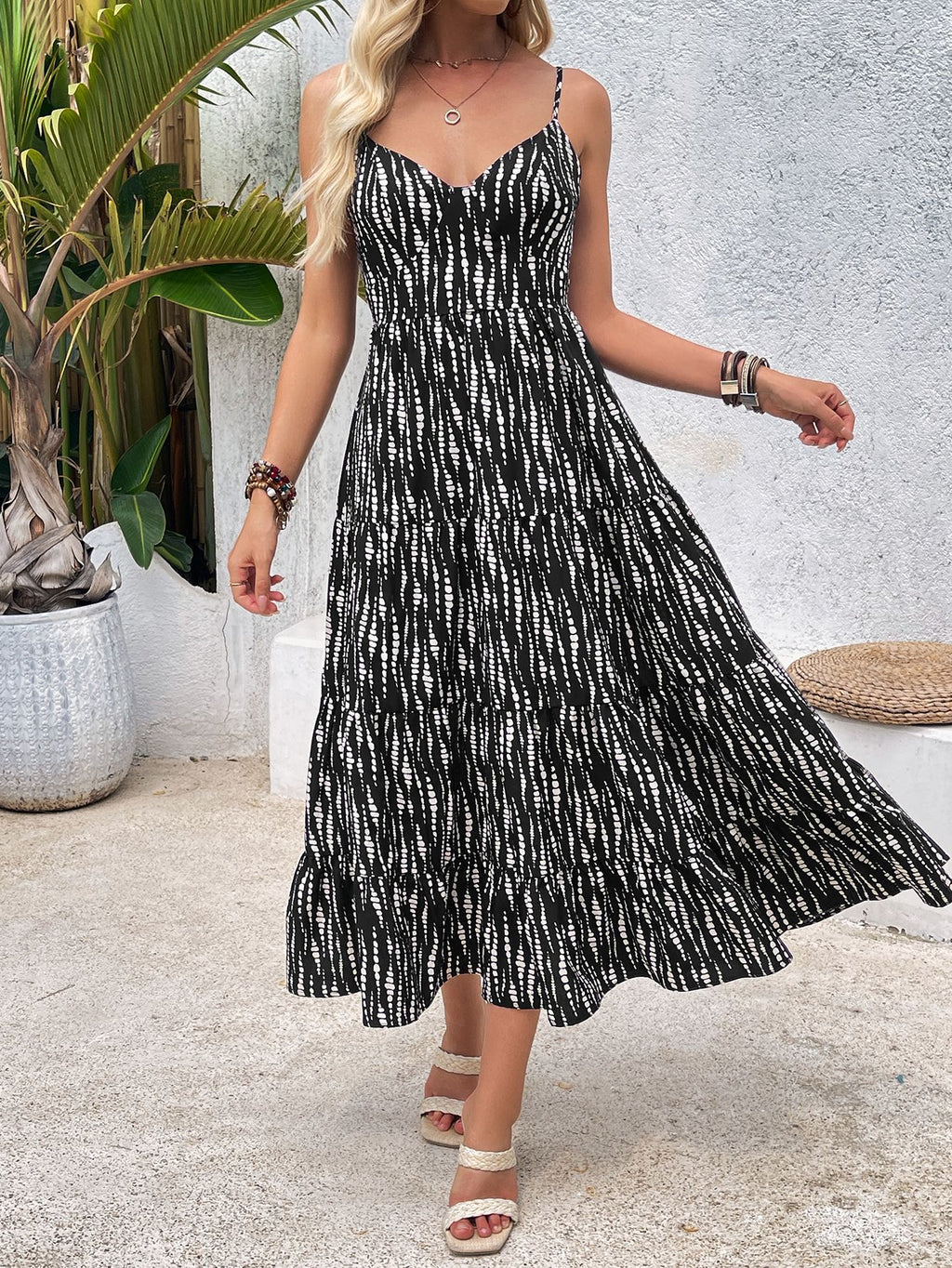Summer Strap Backless Lace-up Striped Dress – Premium 0 | RICALOUX