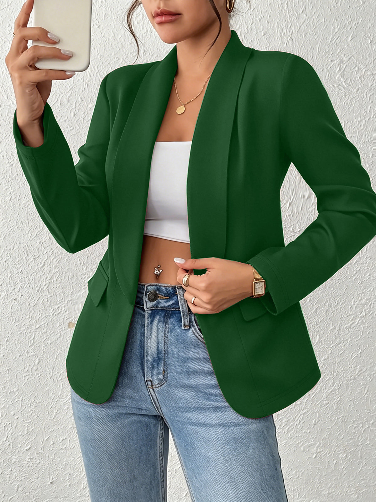 Womens Solid-color Lapel Coat With Pocket Flaps And Long Sleeves – Premium 0 | RICALOUX