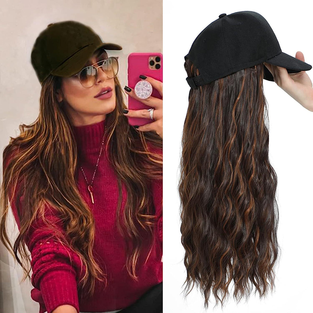 Hat One-piece Women's Big Wave Long-rolled Chemical Fiber Wig – Premium 0 | RICALOUX