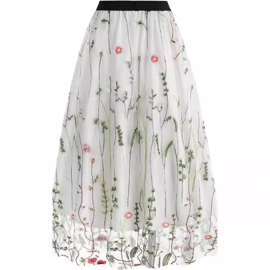 Womens Slim-Fit Floral Tulle Skirt by Ricaloux