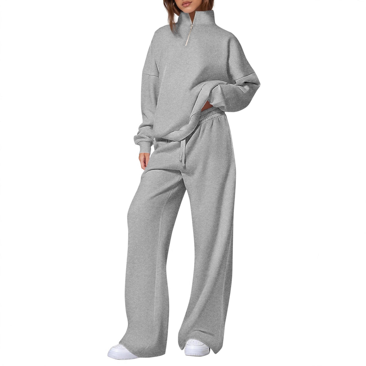 Springautumn Half-zip Sweatshirt And Straight-leg Pants Sportswear Travel Set by Ricaloux