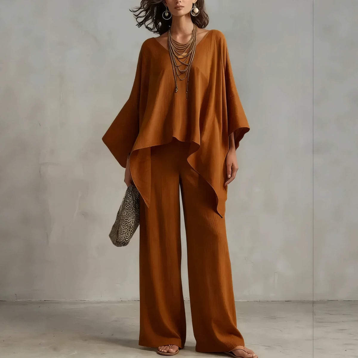 Women's Irregular Hem Wide-leg Pants Set by Ricaloux