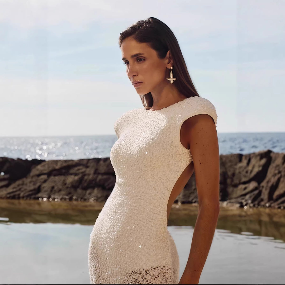 Womens Beaded Lace French-Style Dress – Premium 0 | RICALOUX