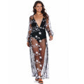 Long Sleeve Lace Embroidered Evening Dress - RICALOUX