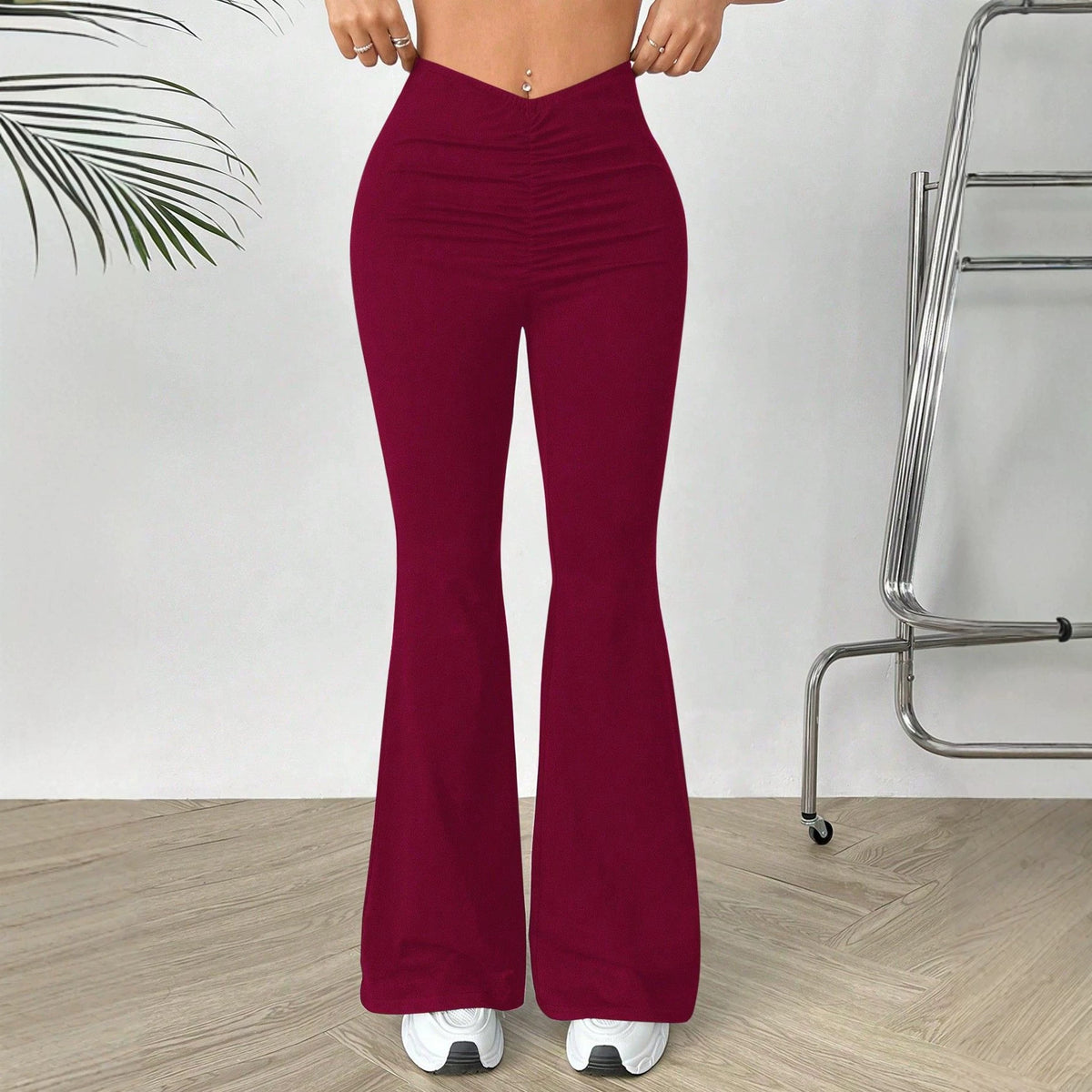 Womens V-waist Stretchy Bootcut Trousers by Ricaloux