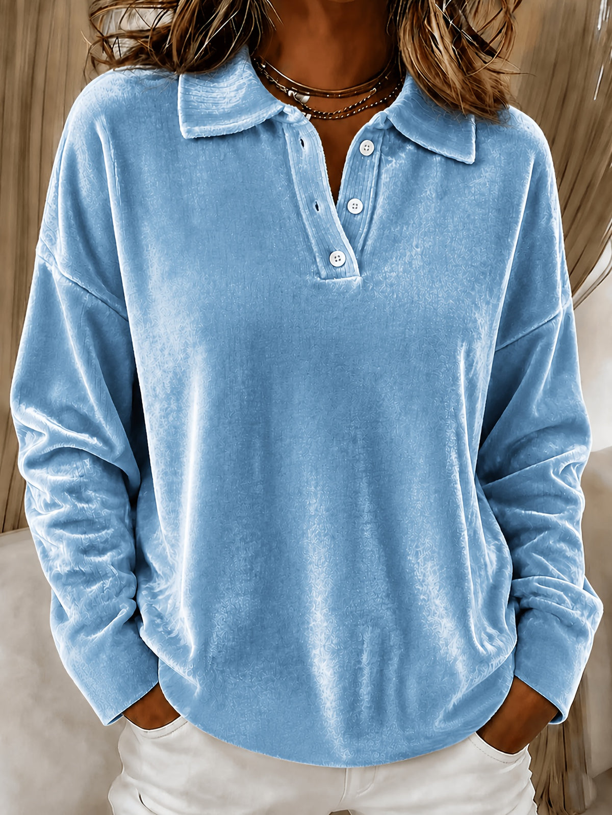 Relaxed And Versatile Long-sleeved Polo Shirt With A Turned-up Collar – Premium 0 | RICALOUX