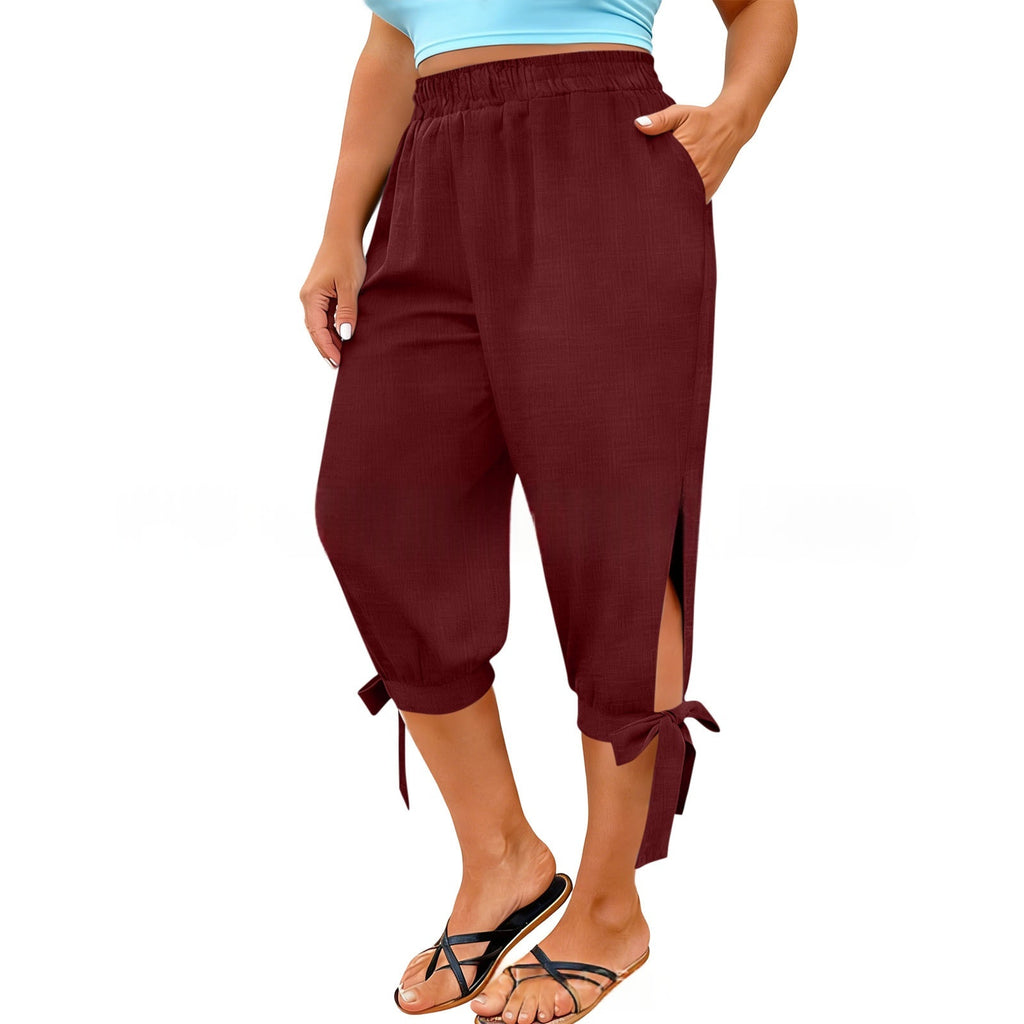 European And American Retro Chic Commuter Cropped Wide-leg Pants In Plus Size by Ricaloux