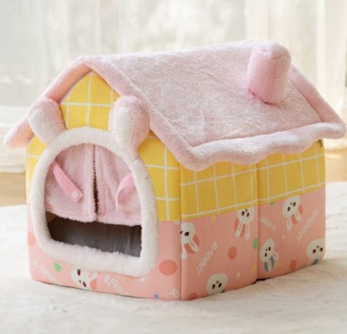 Foldable Dog House Pet Cat Bed Winter Dog Villa Sleep Kennel Removable Nest Warm Enclosed Cave Sofa Pets Supplies - RICALOUX