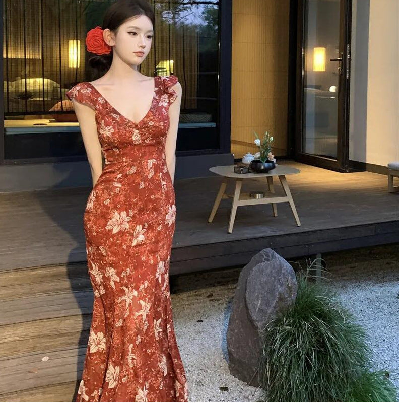 Summers New Slimming Flounce Maxi Dress by Ricaloux