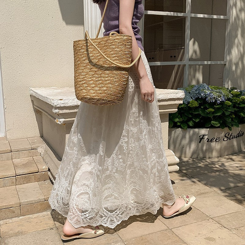 Slimming High-waisted Chic Casual A-line Maxi Skirt by Ricaloux