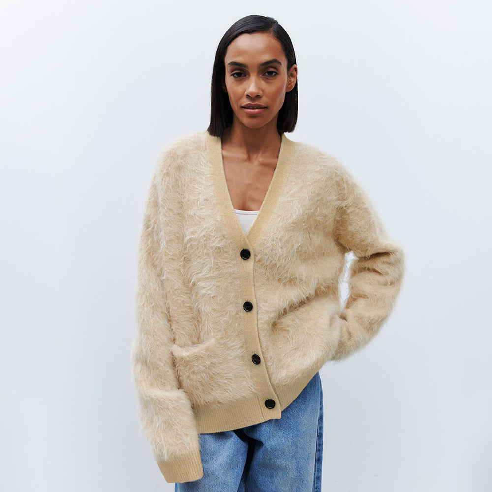 Laid-back Relaxed-fit Knitted Warm Cardigan by Ricaloux