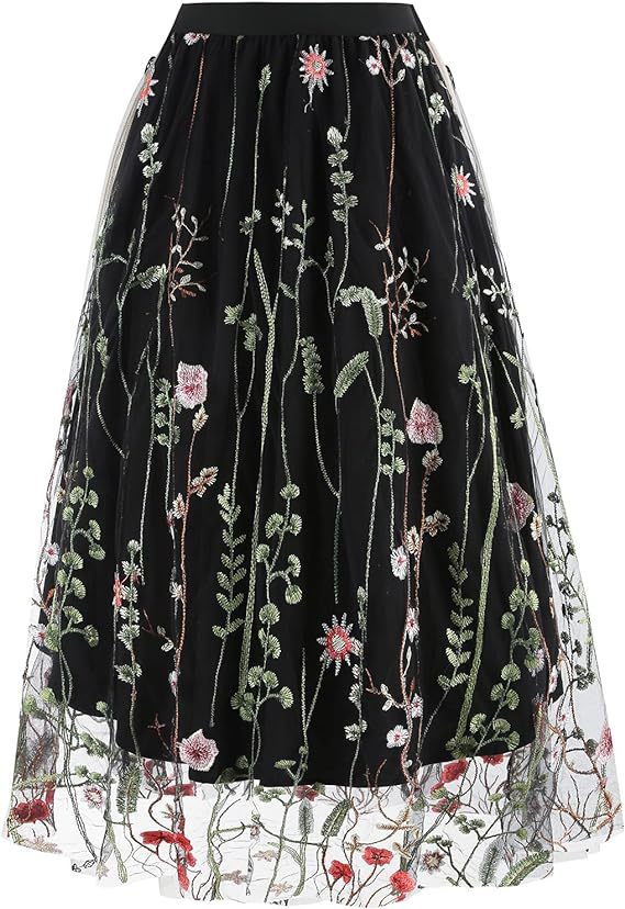 Womens Slim-Fit Floral Tulle Skirt by Ricaloux