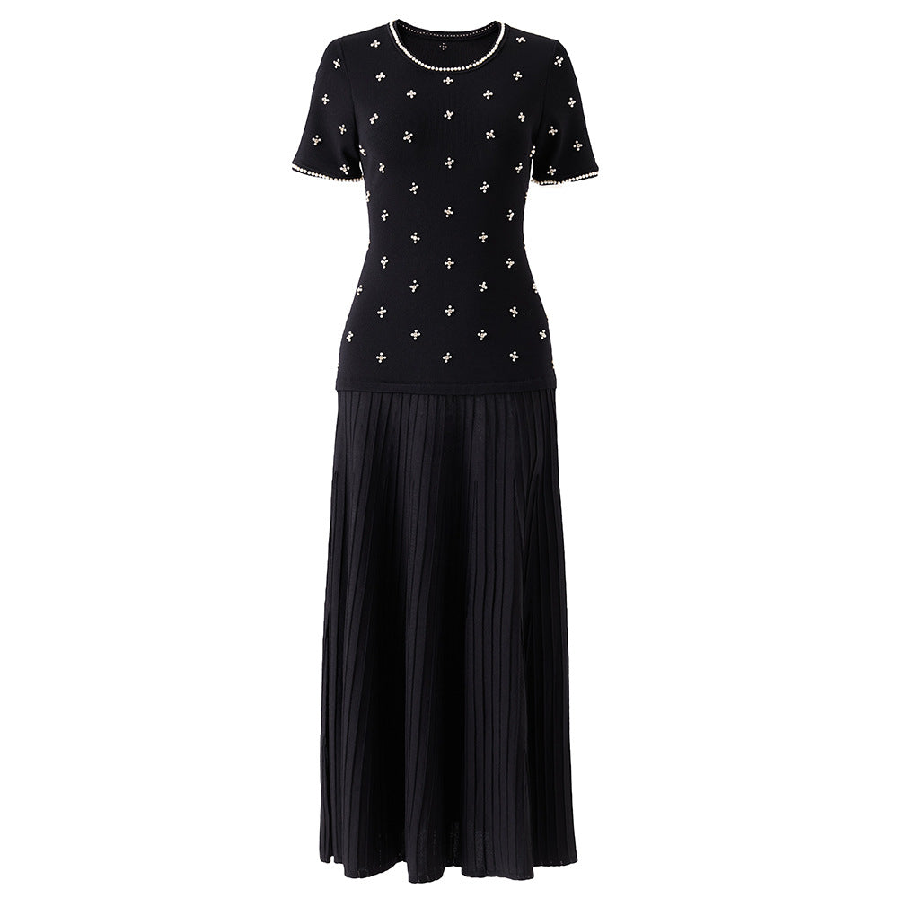 Knitted Patchwork Waist-Cinching Dress For Women by Ricaloux