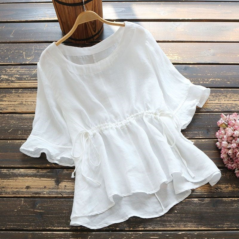 Versatile Loose-fit Pleated-waist Short-sleeve Shirt – Premium 0 | RICALOUX