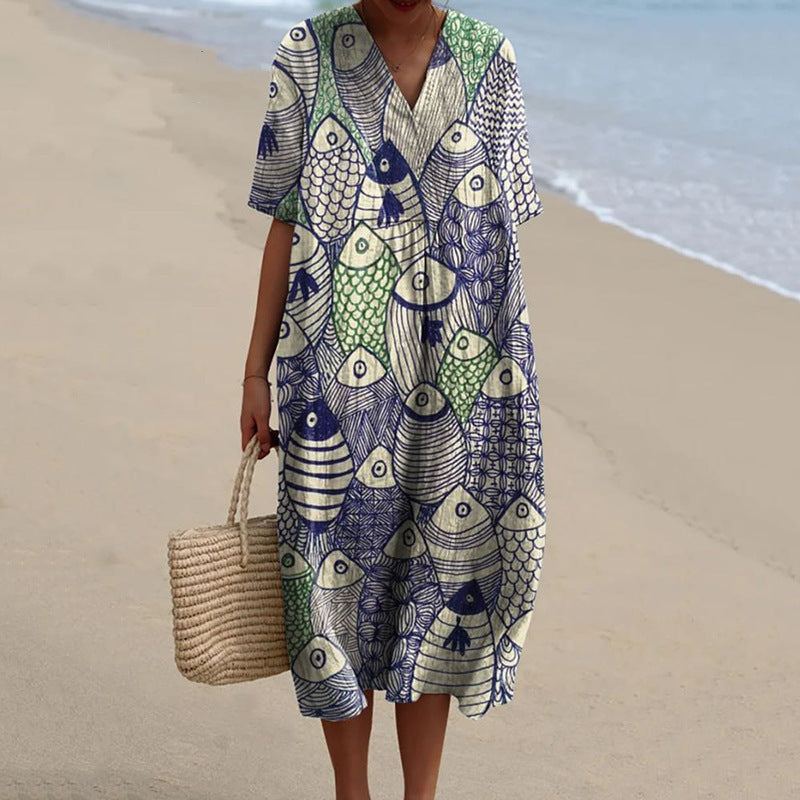 Womens Casual Dress With 3D-Printed Sleeves by Ricaloux