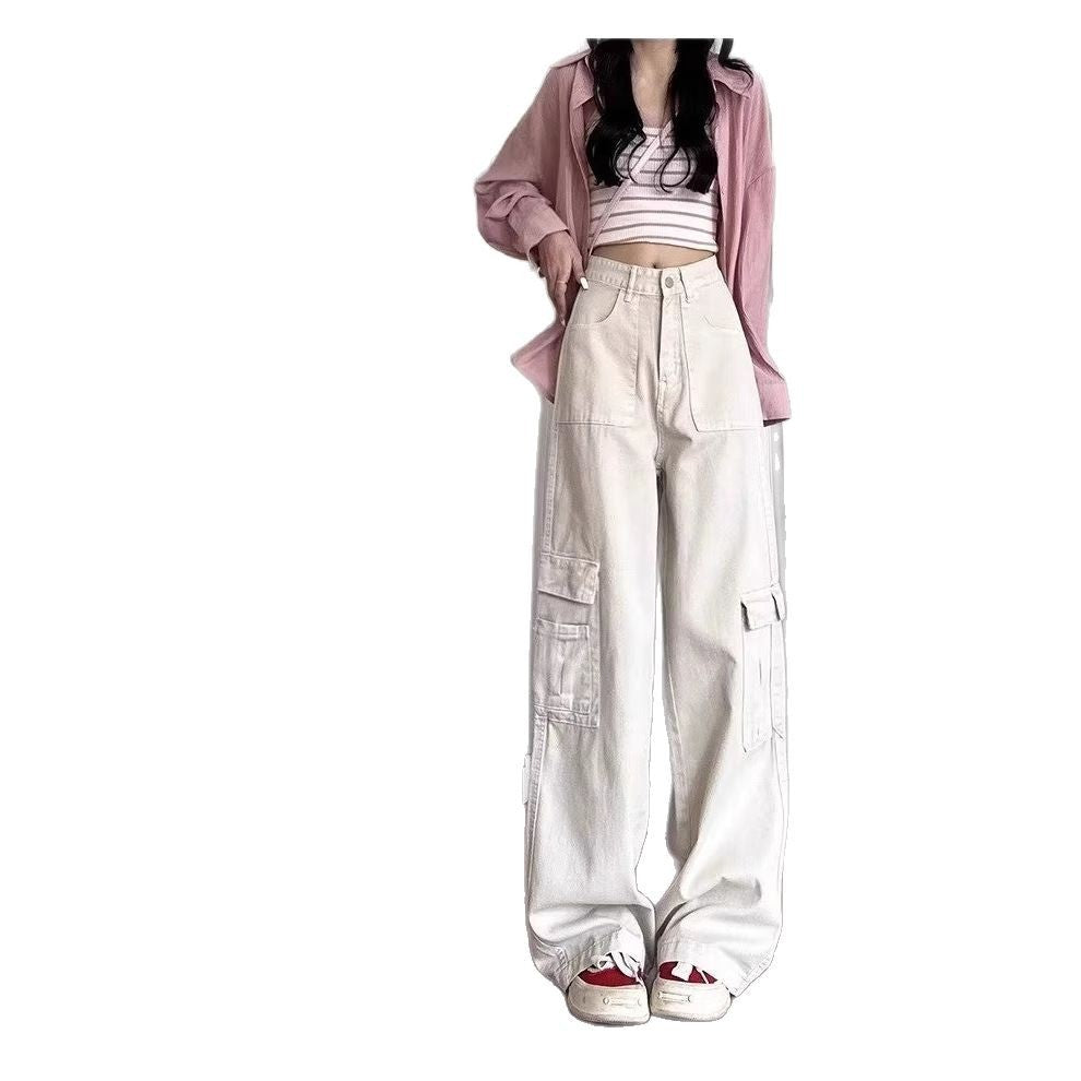 High-waisted Hip-covering Straight-leg Relaxed-fit Draping Wide-leg Casual Pants For Petite Figures – Premium 0 | RICALOUX