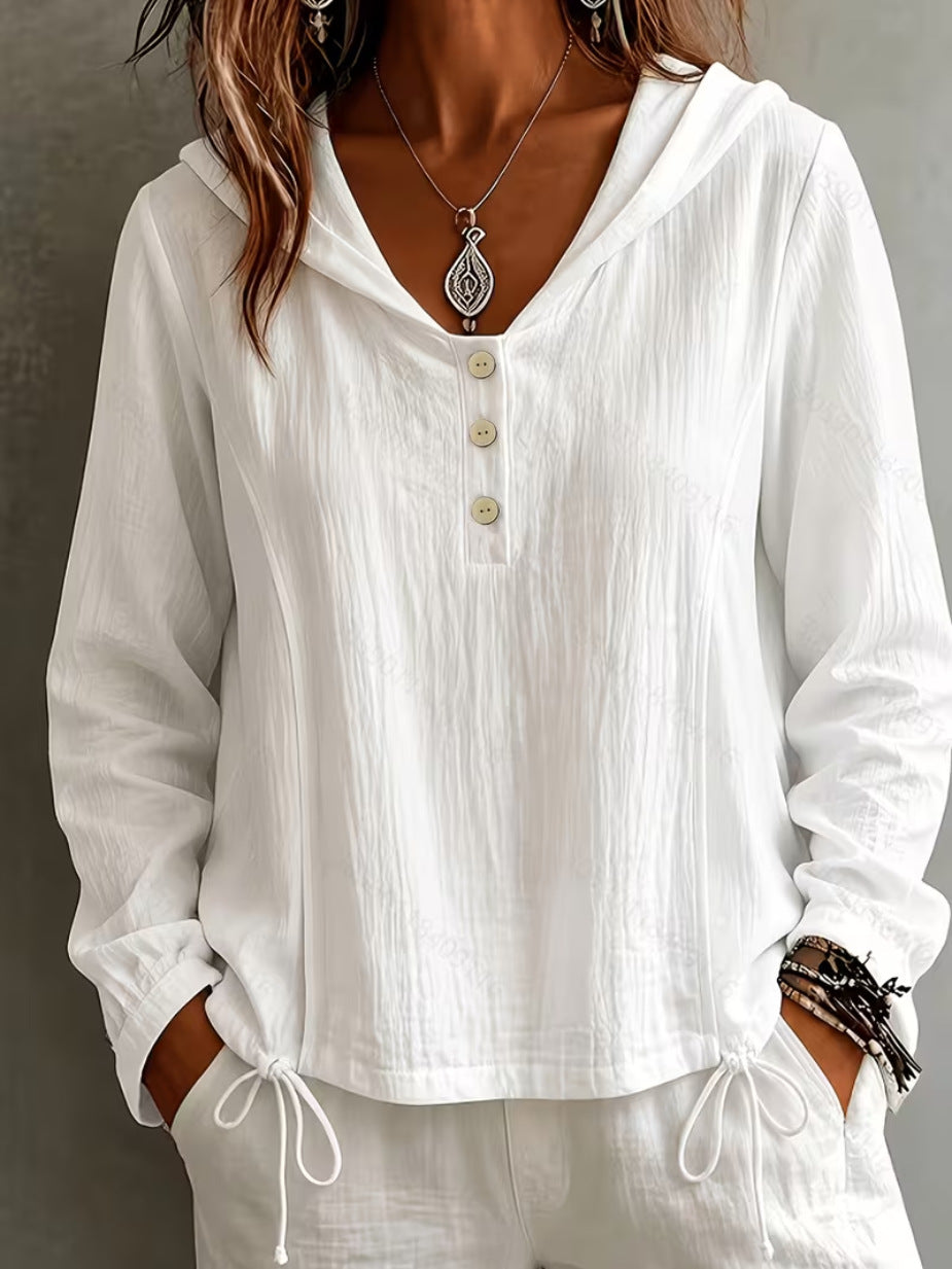 Casual Loose-fit Long-sleeve Hoodie by Ricaloux