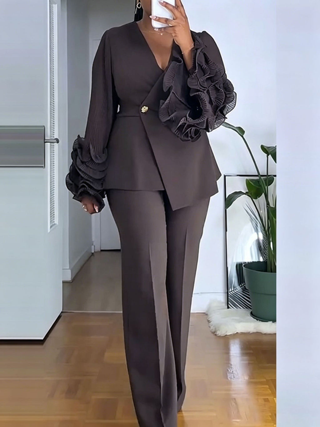 Womens Two-Piece Set With African Lace Trim – Premium 0 | RICALOUX
