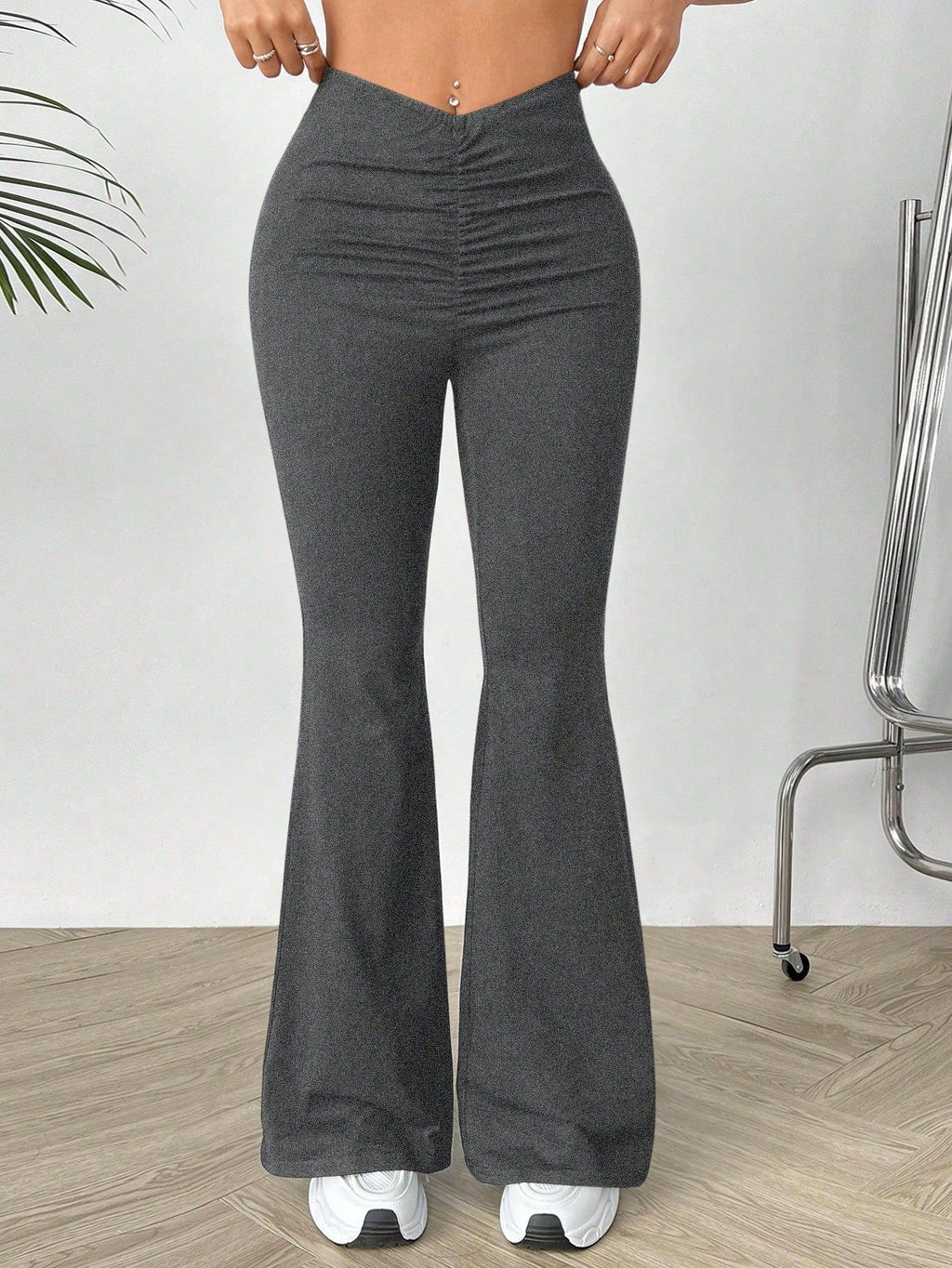 Womens V-waist Stretchy Bootcut Trousers by Ricaloux